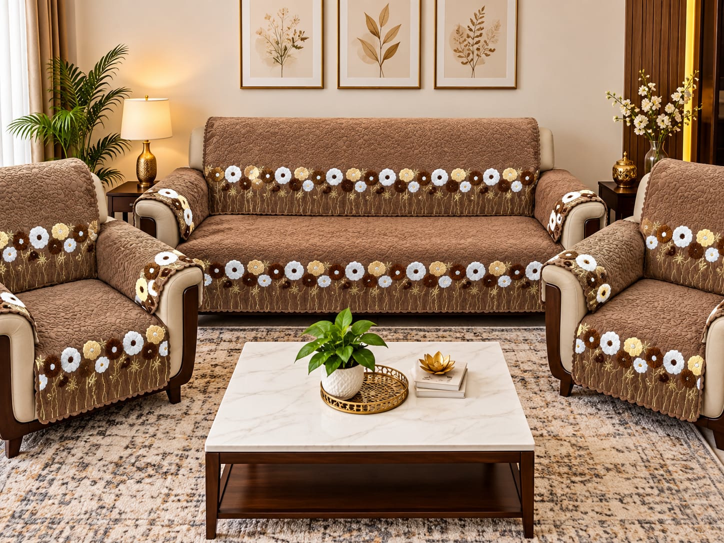 Printed Sofa Cover Set